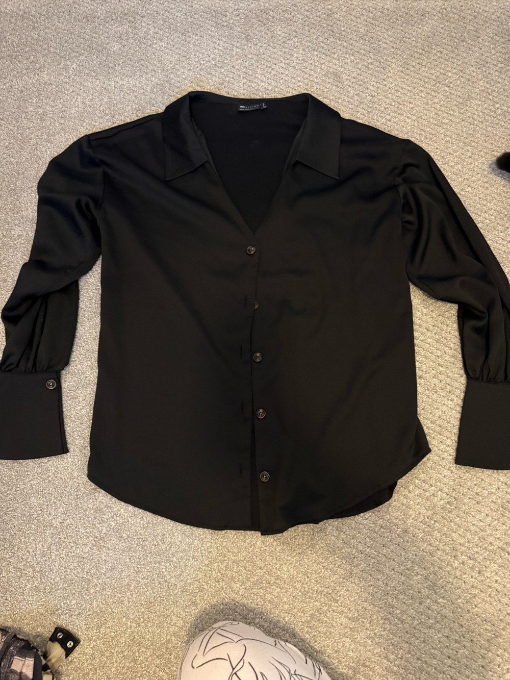 ASOS Black Button-Front Collared Blouse Jacket